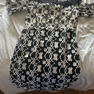 Black and white over knee dress